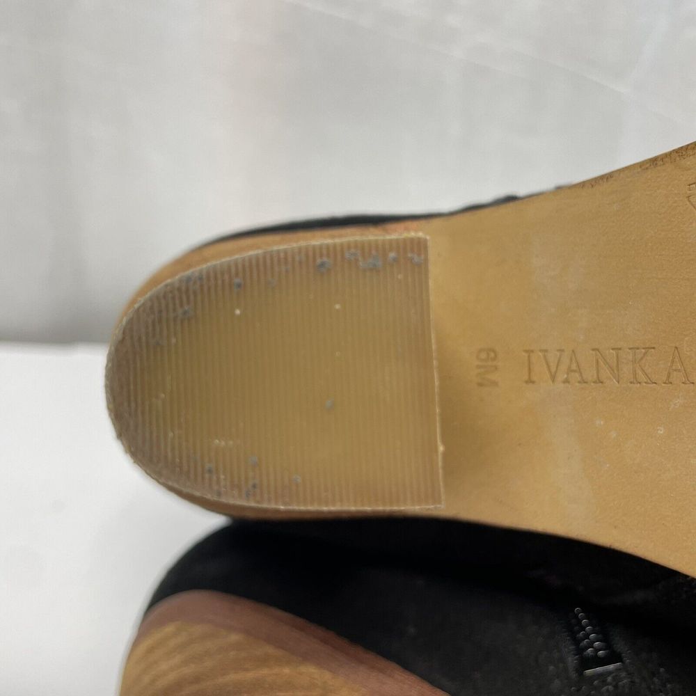 Ivanka Trump Suede Ankle Boots Heel Cutout Black Size 6 M - Picture 10 of 11